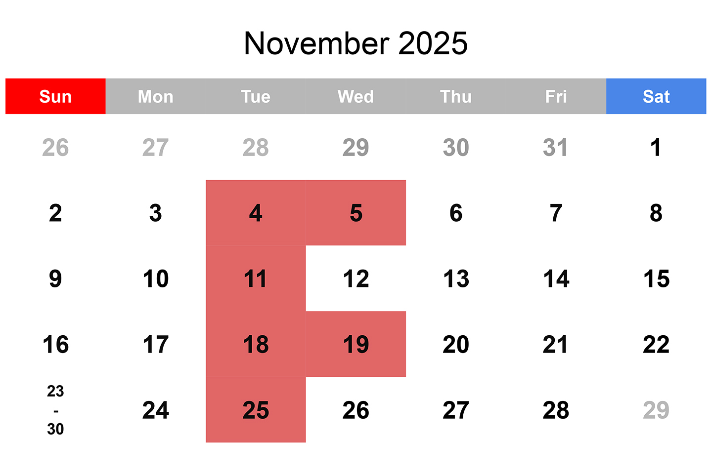 11月の営業カレンダー